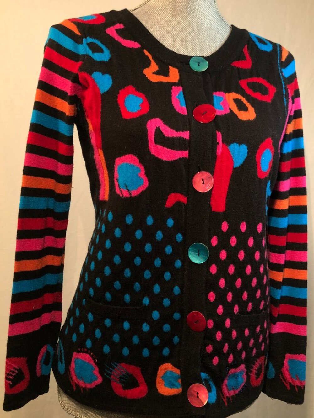 Alison Sheri Mixed Print Cardigan Size Small